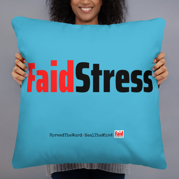 Multi Word/Faid Stress Blue Pillow